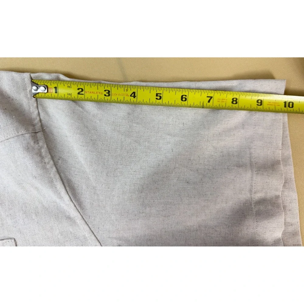 NEW COOFANDY Men's XXL Guayabera Shirt‎ Tan Linen Blend Short Sleeve Cuban Beach